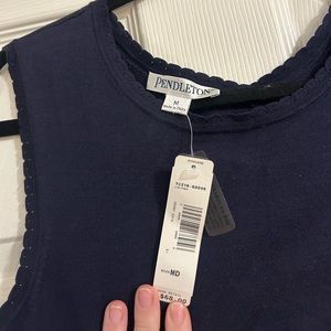 NEW Vintage Pendleton Women’s Turnaround Top Sz M Navy Blue